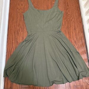 Y2K Cache Olive Green Dress Panel Corset Bodice Sleeveless Midi size M
